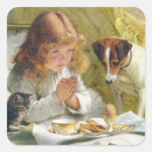 Suspense by Charles Burton Barber Square Sticker