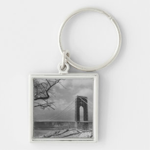 Suspension bridge view B&W Keychain