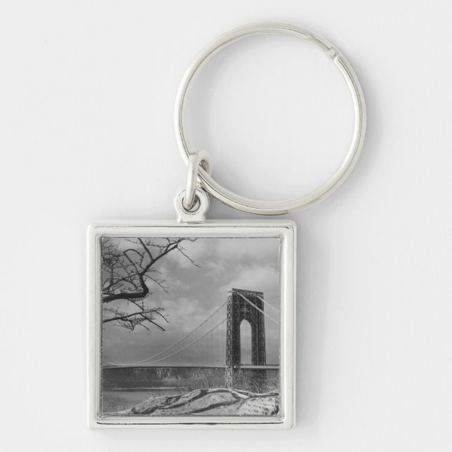 Suspension bridge view B&W Keychain (Front)
