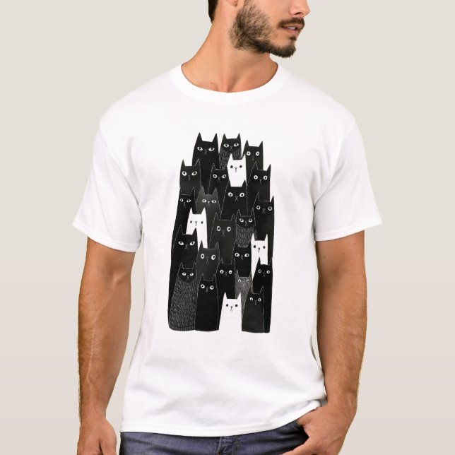 Suspicious Cat Patterns Artistic Aesthetic Gifts T-Shirt (Front)