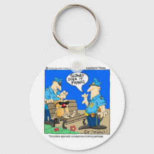 Suspicious Package Funny Police Cartoon Gifts Keychain