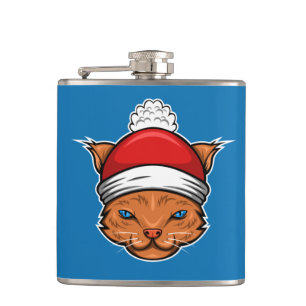 Suspicious Santa Cat Adult Stocking Stuffer Hip Flask