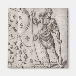 Susquehannock warrior, detail from Map of Virginia Magnet