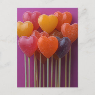Süße bunte Herz Lollipops Valentinstag Postcard