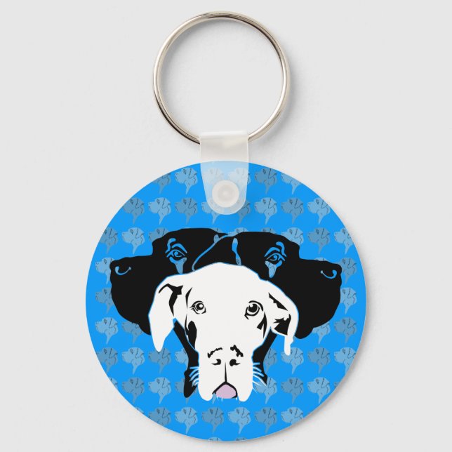 Süße Dogge in weiß Keychain (Front)