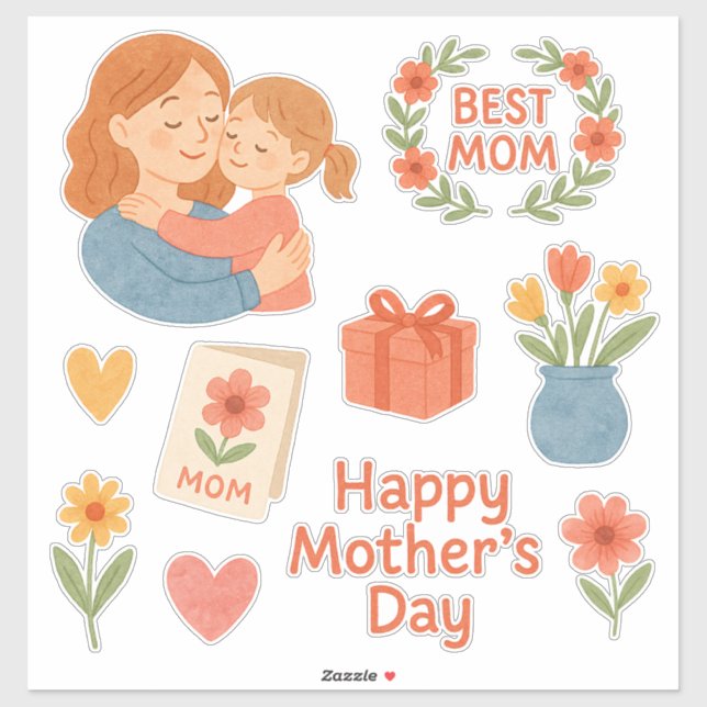 Süße Mama- Tochter Sticker- zum Muttertag (Sheet)
