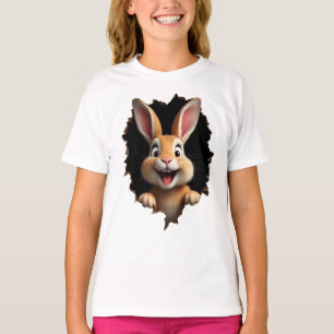 Süßer Hase guckt durch Loch - Osterhase T-Shirt