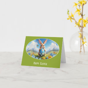 Süßer Osterhase in Landschaft - Card