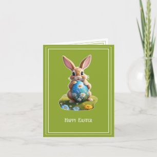 Süßer Osterhase mit einem Osterei - Card