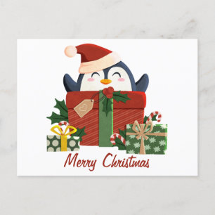 Süßer Pinguin wünscht frohe Weihnachten Holiday Postcard