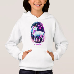 süßes Einhorn vor einem funkelnden Sternenhimmel