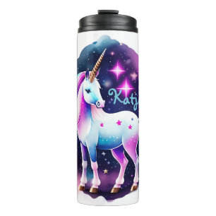 süßes Einhorn vor einem funkelnden Sternenhimmel Thermal Tumbler