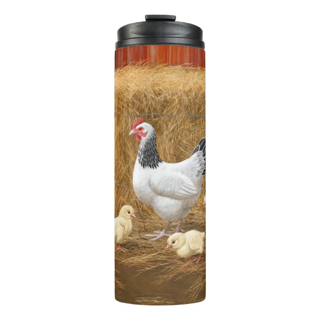 Sussex Chicken Mama Hen and Chicks Thermal Tumbler (Front)