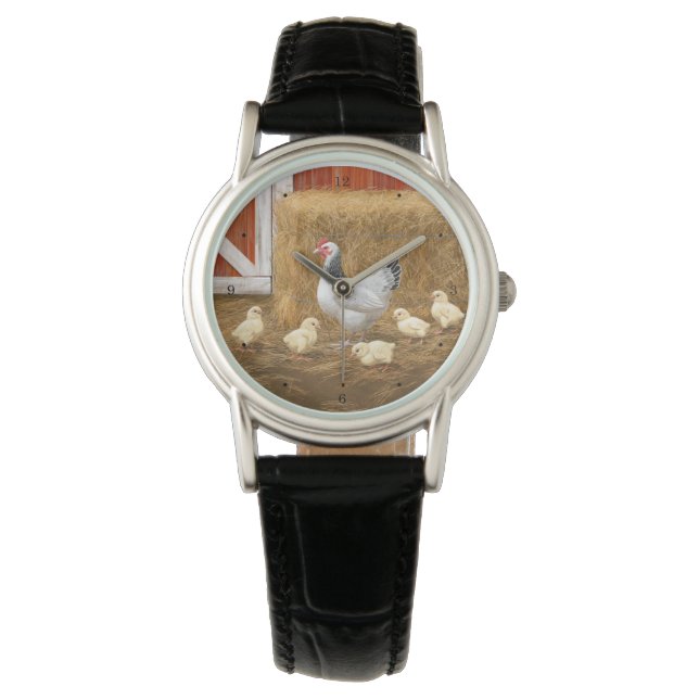 Sussex Chicken Mama Hen and Chicks Watch (Front)