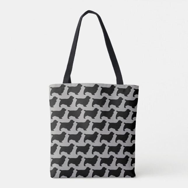 Sussex Spaniel Dog Breed Silhouettes Pattern Tote Bag (Back)