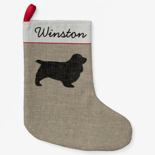 Sussex Spaniel Dog Silhouette Personalized Holiday Small Christmas Stocking