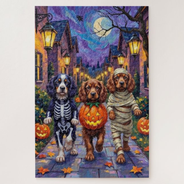 Sussex Spaniel Dogs in Halloween Costumes Jigsaw Puzzle (Vertical)