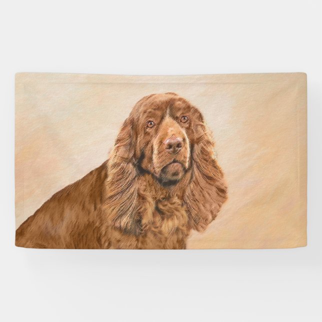 Sussex Spaniel Painting - Cute Original Dog Art Banner (Horizontal)