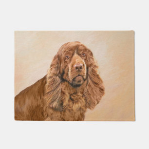Sussex Spaniel Painting - Cute Original Dog Art Doormat