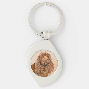 Sussex Spaniel Painting - Cute Original Dog Art Keychain