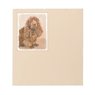 Sussex Spaniel Painting - Cute Original Dog Art Notepad