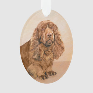 Sussex Spaniel Painting - Cute Original Dog Art Ornament