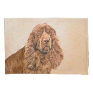 Sussex Spaniel Painting - Cute Original Dog Art Pillowcase