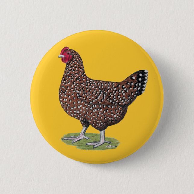Sussex:  Speckled Hen 2 Inch Round Button (Front)