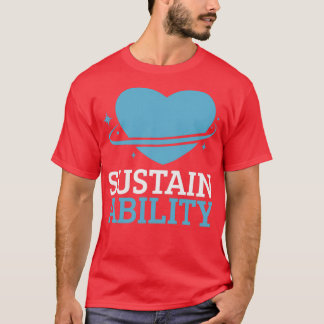 Sustainability Big Nice Blue Heart With Stars T-Shirt