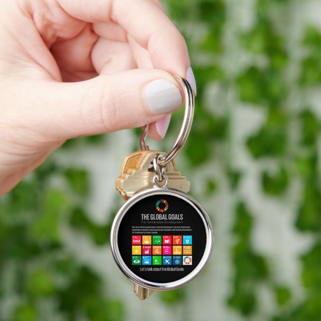 Sustainability Goals EcoFriendly Motivational Gift Keychain (Hand)