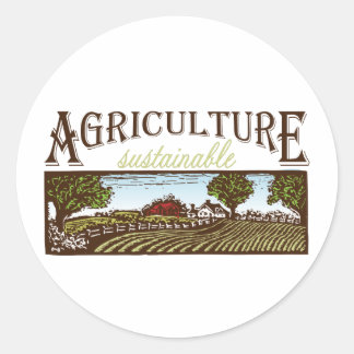 Sustainable Agriculture farm scene Classic Round Sticker