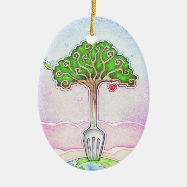 SUSTAINABLE, FOOD FOR LIFE CERAMIC ORNAMENT (Front)