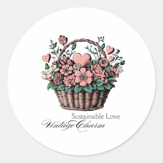 Sustainable Love, Vintage Charm Classic Round Sticker (Front)