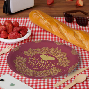 Sustainable Opulence Valentine Decor: Gilded Heart Paper Plate