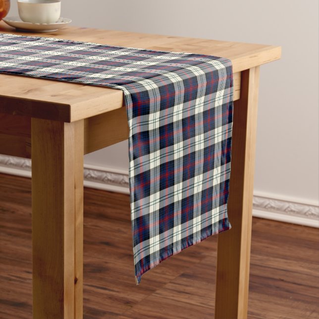 Sutherland Blue and White Scottish Dress Tartan Short Table Runner (In Situ)