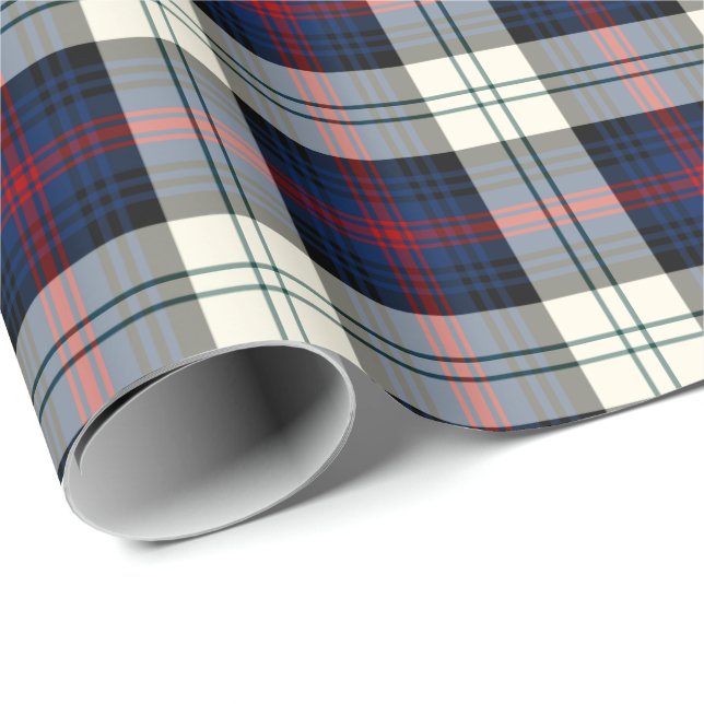 Sutherland Clan Dress Tartan Blue and White Plaid Wrapping Paper (Roll Corner)