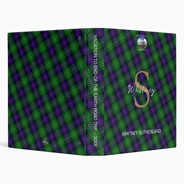 Sutherland Scottish Tartan Monogram Name Vacation Binder (Background)