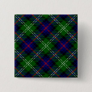 Sutherland tartan blue green plaid 2 inch square button