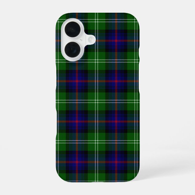 Sutherland tartan blue green plaid iPhone 16 case (Back)