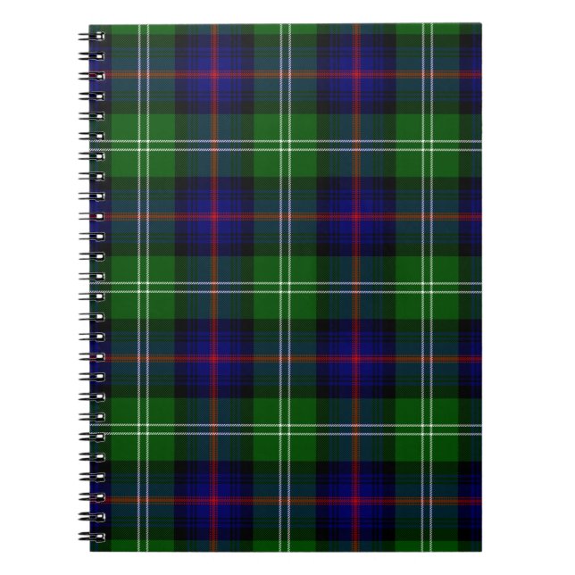 Sutherland tartan blue green plaid notebook (Front)