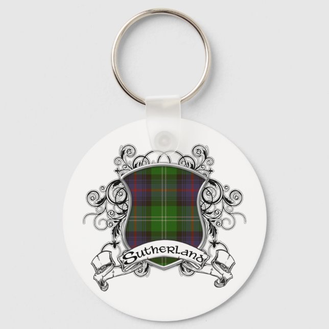 Sutherland Tartan Shield Keychain (Front)