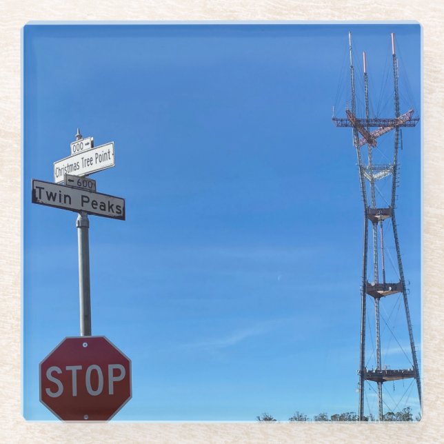Sutro Tower Glass Coaster (Front)