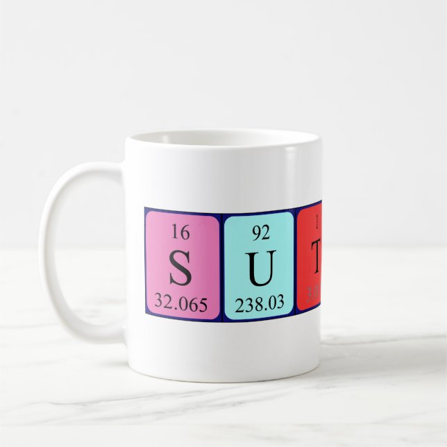 Sutton periodic table name mug (Left)