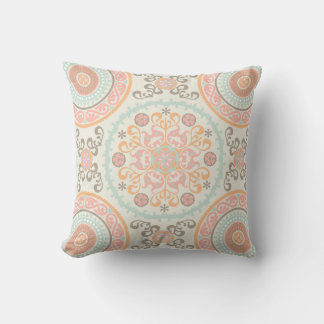 Suzani Middle Eastern Ethnic Uzbek pattern Throw Pillow