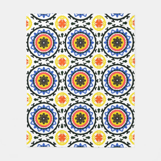 Suzani Pattern Fleece Blanket (Front)