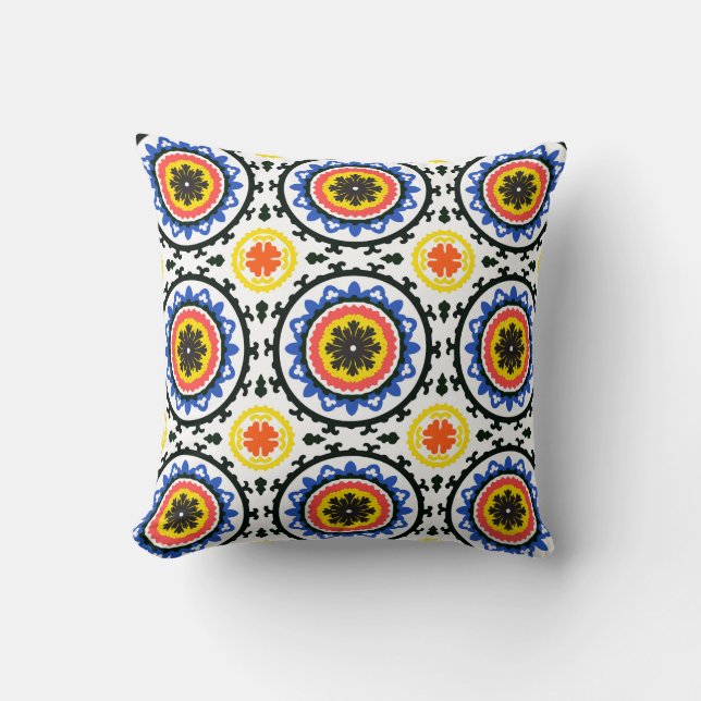 Suzani Pattern Throw Pillow (Front)