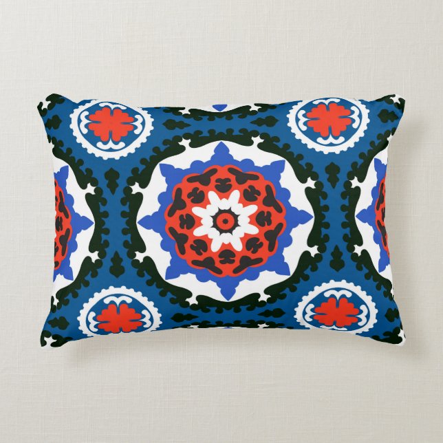 Suzani Pattern With Bold Ornament Decorative Pillow (Front)