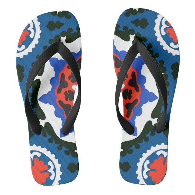 Suzani Pattern With Bold Ornament Flip Flops (Footbed)