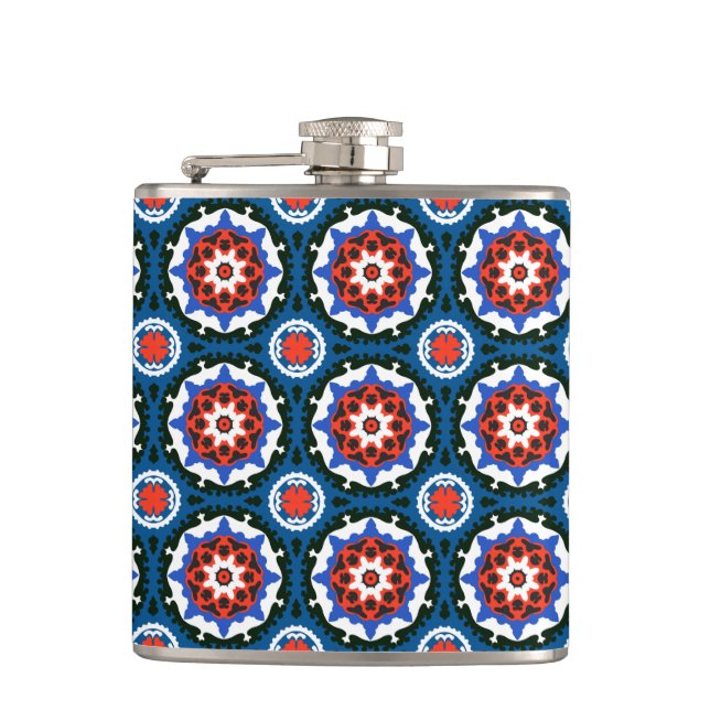 Suzani Pattern With Bold Ornament Hip Flask (Front)