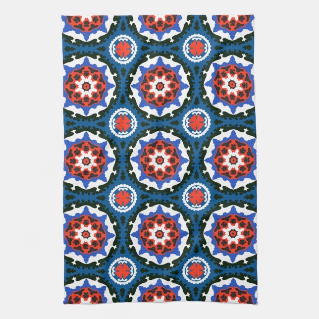 Suzani Pattern With Bold Ornament Kitchen Towel (Vertical)